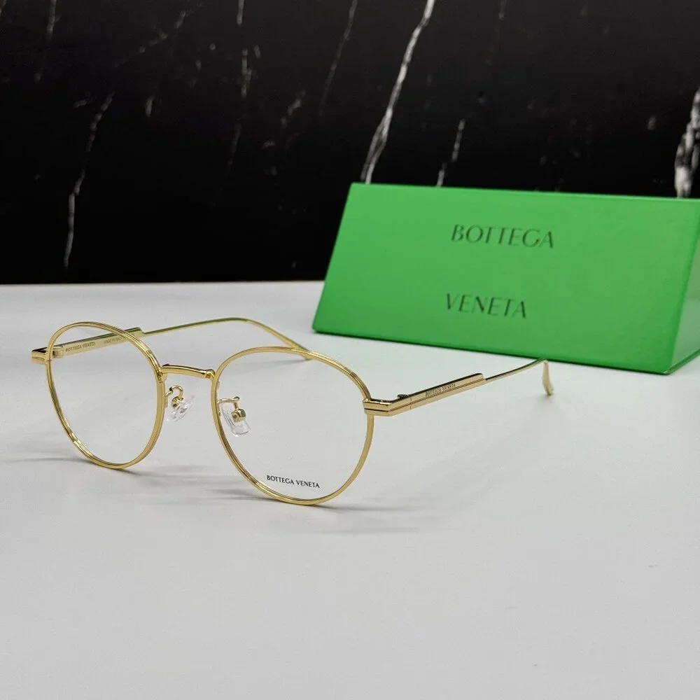 NEW BOTTEGA VENETA BV1016OA 002 ROUND GOLD UNISEX EYEGLASSES BOTTEGA VENETA